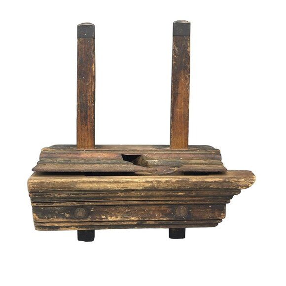 antique wood working tool plane g mills brass fittings stamped 8x9x4" READ - Picture 1 of 8